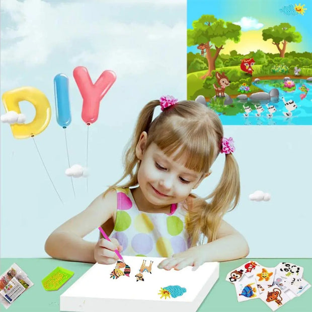 Children's Handmade Diamond Painting Sitcker Pokemon Kit Digital Rod-Shaped Diamond Painting Kit For Cartoon Nnimals Easy to DIY