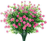Artificial Outdoor Fake Flowers for Decoration, UV Resistant, No Fade, Faux Plastic Plants, Garden Porch, 6 Bundles