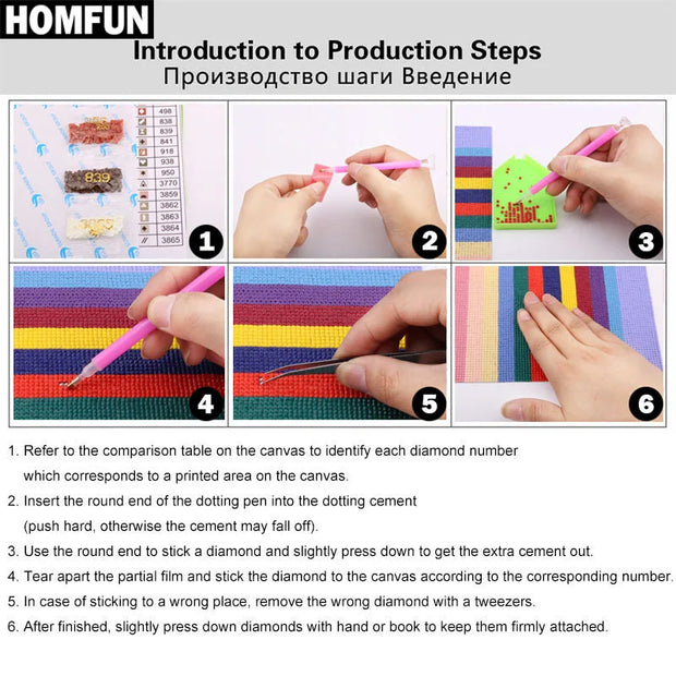 HOMFUN Fairy Dust AB Diamond Painting Full Square/Round Drill 5D DIY "City Market" Daimond Embroidery Rhinestone Decor