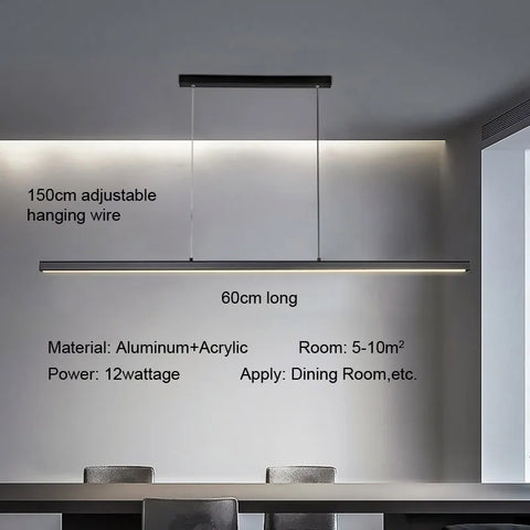 LED Square Pendant Light for Dining Room Bedroom Living Room Home Loft Decor Modern Black Aluminum Hanging Lamp