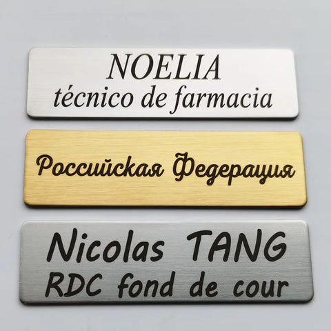 70*20MM Customized Brooch Pin Personalize Engrave Your Text Logo Business ID Plate Steel Metal Letterbox Mailbox Tag Name Badges