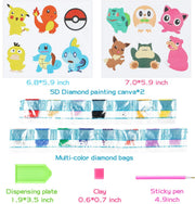 Children's Handmade Diamond Painting Sitcker Pokemon Kit Digital Rod-Shaped Diamond Painting Kit For Cartoon Nnimals Easy to DIY
