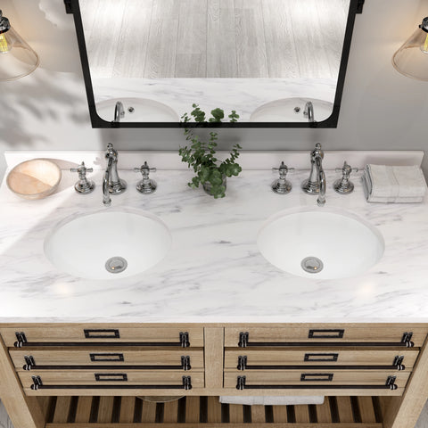 MEJE Undermount Oval Bathroom Sink, Ceramic White Vanity Top Sink with Overflow