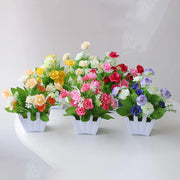 Artificial Flowers Home Decor Simulation Plant Plastic Fake Flower Potted Home Living Room Ornaments Rose Fence Flower Set