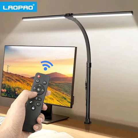 LAOPAO Double Head LED Desk Lamp EU/US Architect Desk Lamps Office 24W Brightest 5Color Modes and 5 Dimmable Eye Protection lamp