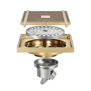 Modern Classic Design Electroplated Champagne Gold Floor Drains Bathroom Accessories Bathroom Floor Drain Hidden Installation