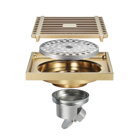 Modern Classic Design Electroplated Champagne Gold Floor Drains Bathroom Accessories Bathroom Floor Drain Hidden Installation