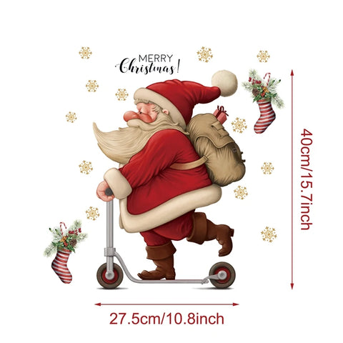 Christmas Window Stickers Merry Christmas Decorations for Home 2024 Christmas Wall Sticker Kids Room New Year Decoration 2025