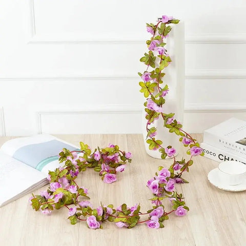 250CM Rose Artificial Flowers Christmas Garland for Home Room Wedding Decoration Spring Arch DIY Fake Plant Vine Autumn Garden