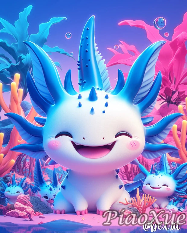 Cartoon Animation Axolotl Adventures  5D  Diamond Painting Cute Adventure Creatures DIY Mosaic Embroidery Cross Stitch