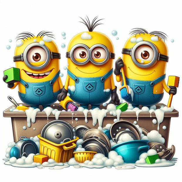 Minions Seaside Vacation Car Cabin Handmade Diamond Painting Set, Embroidered Mosaic Rhinestone Designer Art Home Decor Gift