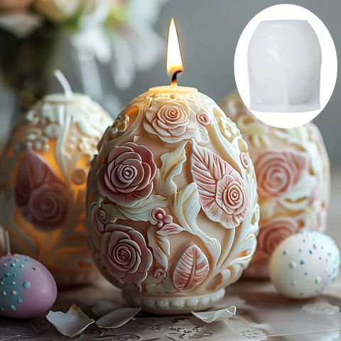 New 3D Tulip flower relief egg candle silicone mold rattan rose peony flowers candle mould Easter relief eggs resin gypsum molds