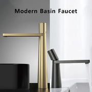 Modern Basin Faucet Brushed Gold Brass Bathroom Mixer Faucet Grey Washbasin Faucet Single Handle Single Hole Wash Sink Water Tap