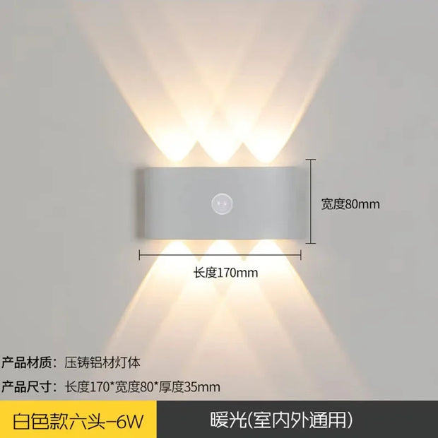 6/8/12W PIR Motion Sensor LED Indoor Outdoor Waterproof Aluminum Garden Porch Light Corridor Entrance Living Room Sconce Light