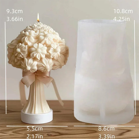 Blooming peony flower relief cylindrical candle silicone mold flower cylinder resin silicone mould Blooming peony gypsum molds