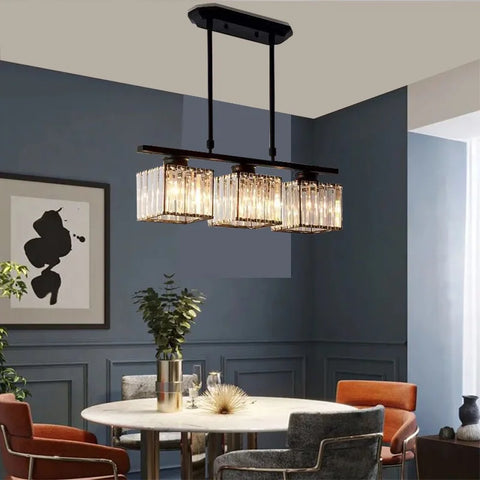 Nordic Modern Luxury Crystal Chandelier Three-Head Restaurant Light for Bar Living Room Hanging Light Fixture