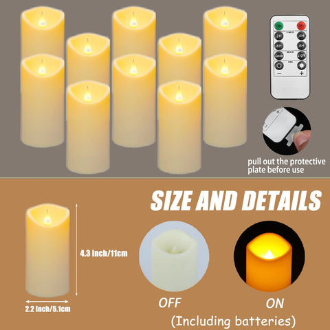 10-240Pcs LED Flickering Candles Wedding Flameless Candle Battery Operated Candles with Remote Control Flickering Candles