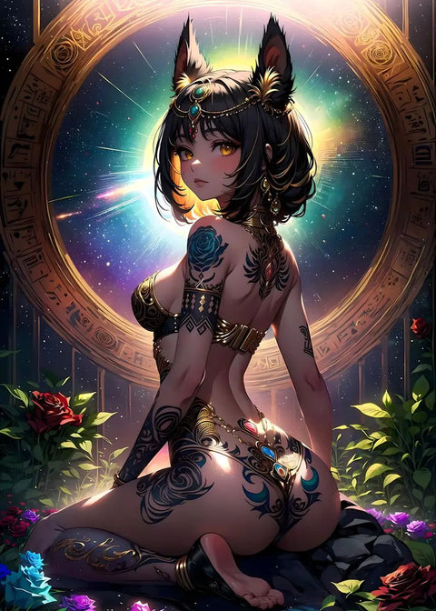 Fashion Cartoon Anime Girl Egyptian Style Sexy Goddess Posters Prints Canvas Painting Wall Art Picture Living Room Home Decor