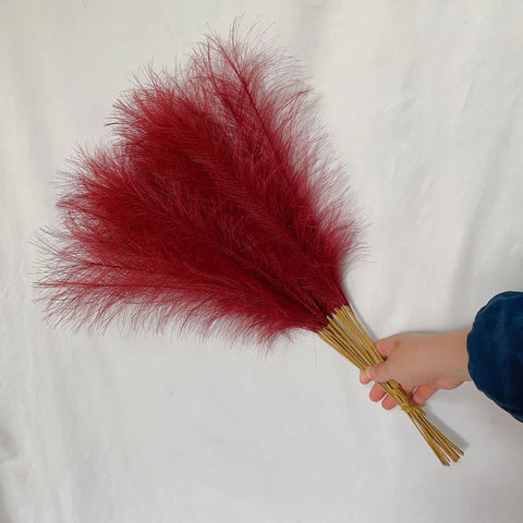 55CM 10PCS Fluffy Pampas Grass Boho Decor Flower Fake Plant Reed Simulated Wedding Party Home Decoration Artificial Flowers