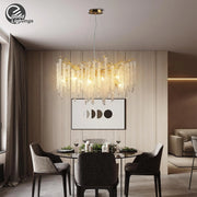 Round Gold Crystal Chandelier For Bedroom Living Room Dining Room Lounge Modern Luxury Gold Ceiling Crystal Branch Chandeliers