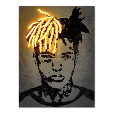 Abstract Rapper Wall Art Home Decor Poster Neon Effect Hip Hop Artist 2Pac Canvas Paint Bedroom Decoration Mural Picture Print