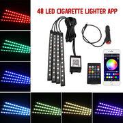 Neon 36 48 72 LED Car Interior Ambient Foot Light with USB Wireless Remote Music APP Control Auto RGB Atmosphere Decorative Lamp