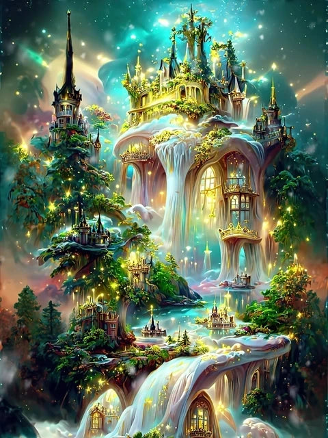 Embroidery Fantasy Castle in the Forest Full 120 Colors AB Fairy Dust Diamond Painting Needleworks Cross stitch Kits Home Decor