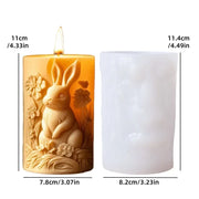 Bear hug jar relief cylindrical candle silicone mold cute squatting Rabbit Squirrel resin mould bee flower cement gypsum molds