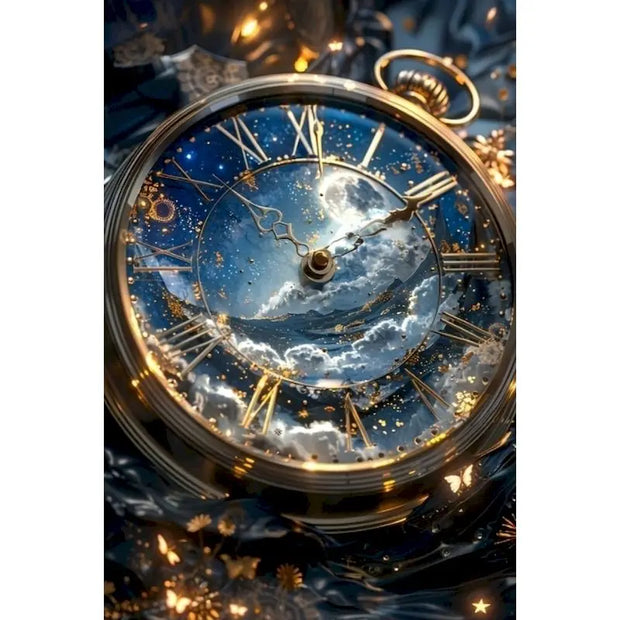 SDOYUNO Diamond Mosaic Landscape Clock Diamond Painting Cross Stitch Full Round Drill Embroidery Bedroom Decoration