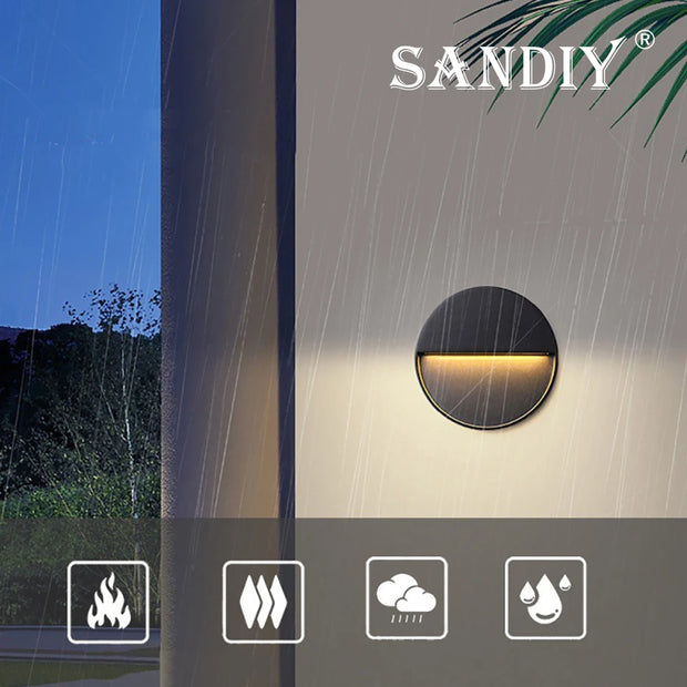 SANDIY Outdoor Wall Lamp Waterproof Led Stair Light 12v Exterior Lighting for Terrace Porch 220v 110v Luminaire Surface Mounted