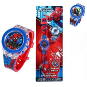 Anime Flash Light Spiderman Kids Watches For Boys Cartoon Shark Mickey Children Watch Girls Student Clock Gifts