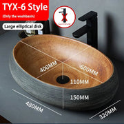Ceramic Table Sink Porcelain Washbasin Above Counter Vanity Bowl Art Basin Countertop Vessel Sink For Bathroom Balcony Lavatory