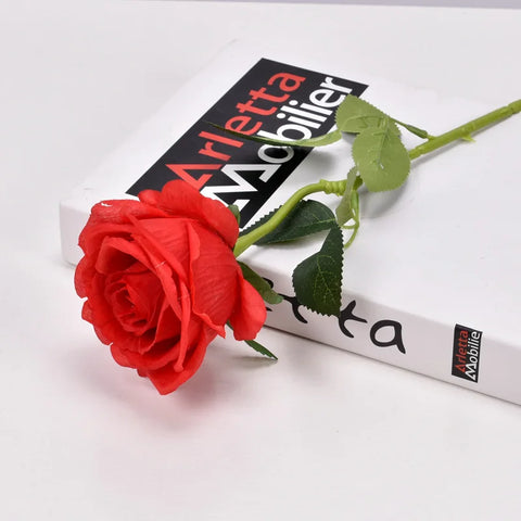 1pc Beautiful Silk Single Artificial Rose Flowers Wedding Home Table Decor Arrange Fake Red Rose Plant Valentine's Day Presents