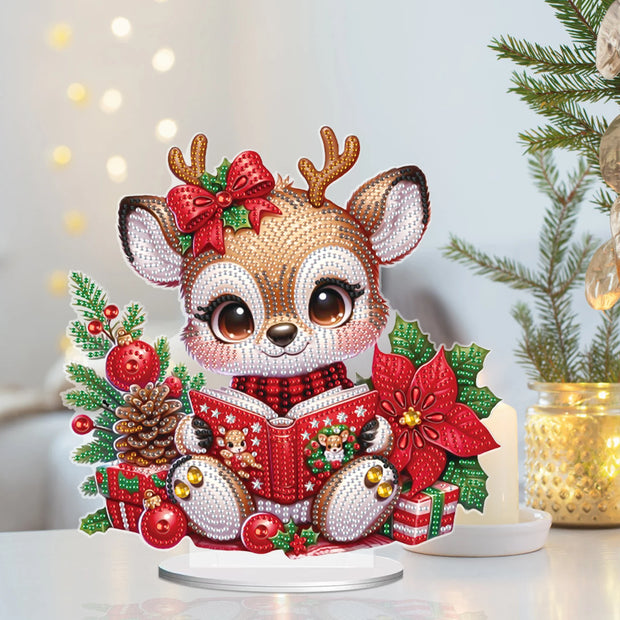 Christmas Diamond Art Painting Kits Tabletop decoration,DIY Reindeer Diamond Art By Arts Crafts acrylic Tabletop for Home Decor