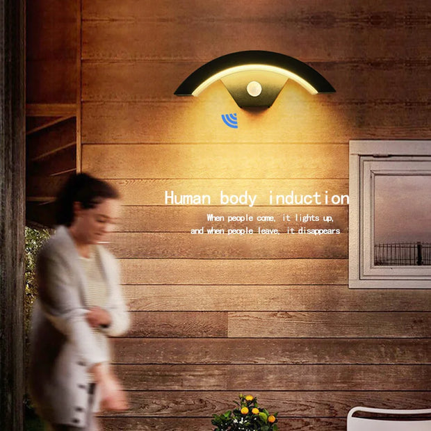 Modern minimalist fan-shaped LED outdoor waterproof human sensing wall lamp bedroom living room balcony corridor wall lamp