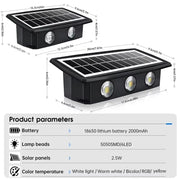 Solar Wall Lamp Outdoor Solar LED Light Waterproof Up And Down Luminous Lighting Balcony Yard Garden Decoration Lights