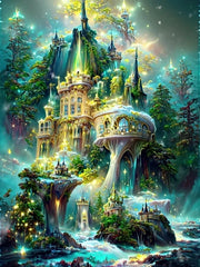 Embroidery Fantasy Castle in the Forest Full 120 Colors AB Fairy Dust Diamond Painting Needleworks Cross stitch Kits Home Decor