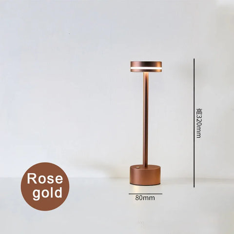LED touch switch table lamp rechargeable aluminum lamp bedside table bedroom three-color dimming restaurant bar atmosphere lamp