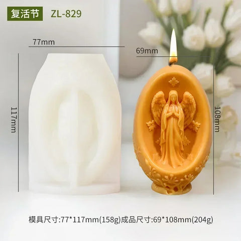 New 3D Tulip flower relief egg candle silicone mold rattan rose peony flowers candle mould Easter relief eggs resin gypsum molds