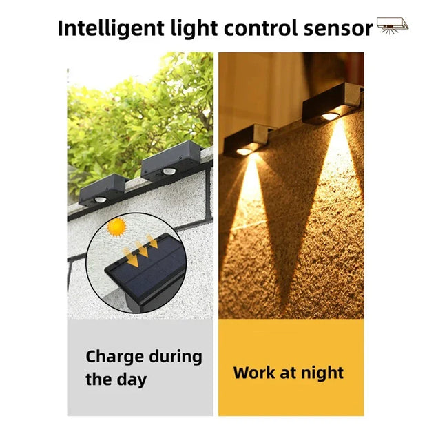 LED Solar Garden Lights Strong Bright Outdoor Sunlight Led Lights IP65 Waterproof Wall Lamp for Courtyard Yard Balcony Fence