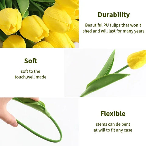 10pcs Tulip Artificial Bouquet Artificial Flower Wedding Bridal Bouquet Outdoor Home Garden Bouquet Party Vase Decorative Plant