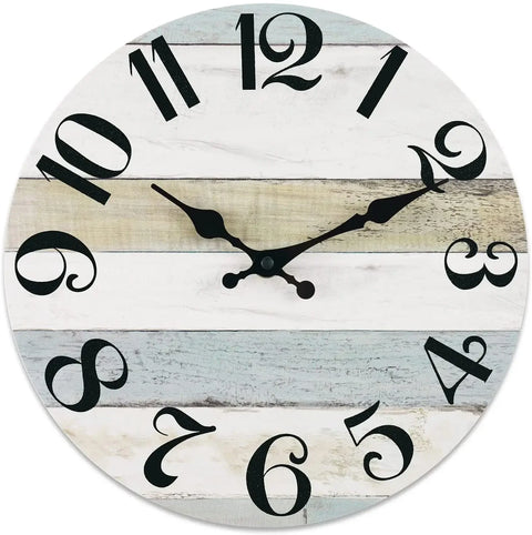 10Inch Silent Non-Ticking Wall Clocks , Coastal Country Style  for Living Room, Kitchen, Bathroom, Bedroom, Laundry Room