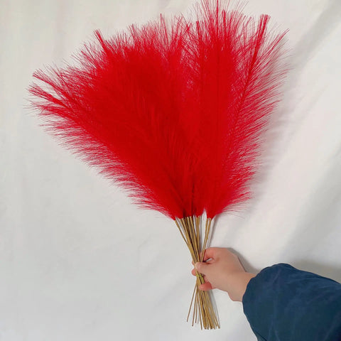 55CM 10PCS Fluffy Pampas Grass Boho Decor Flower Fake Plant Reed Simulated Wedding Party Home Decoration Artificial Flowers