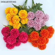 9 Heads Artificial Flowers Ball chrysanthemum Hydrangea Home decor Green Plant Bouquet Bridal Bouquet DIY Wedding Decoration