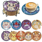 6/8/9/12pcs DIY Pokémon Diamond Painting Cousters Cute Cartoon Rhinestones Art Mosaic Cup Pad Table Placemat Home Decor Gift