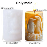 Bear hug jar relief cylindrical candle silicone mold cute squatting Rabbit Squirrel resin mould bee flower cement gypsum molds