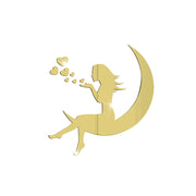 3d Girl On Moon Mirror Stickers Valentine'S Day Wallpaper Acrylic Waterproof Self-Adhesive Paper Wall Stickers For Living Room