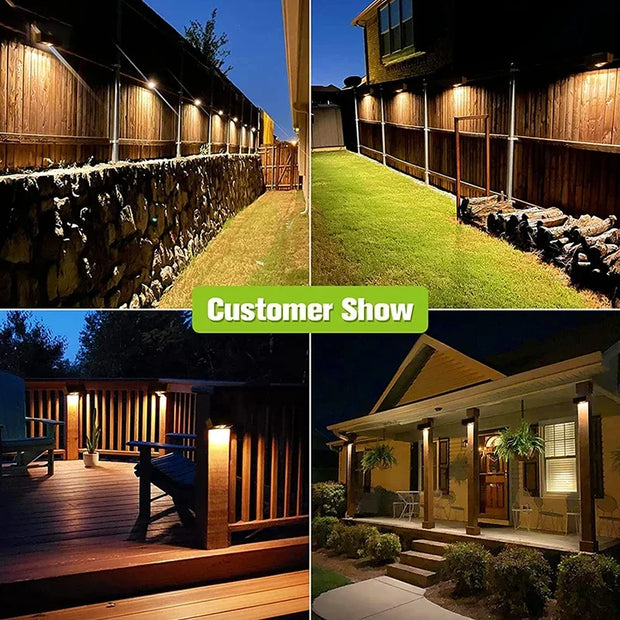 LED Solar Garden Lights Strong Bright Outdoor Sunlight Led Lights IP65 Waterproof Wall Lamp for Courtyard Yard Balcony Fence