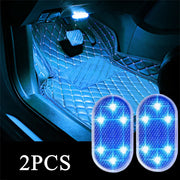 2PCS Wireless Adhesive LED Light Auto Roof Foot Atmosphere Lamp Car Interior LED Lighting Magnetic Touch Light