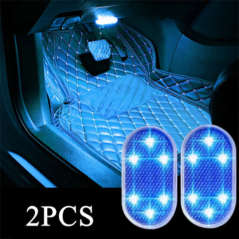 2PCS Wireless Adhesive LED Light Auto Roof Foot Atmosphere Lamp Car Interior LED Lighting Magnetic Touch Light